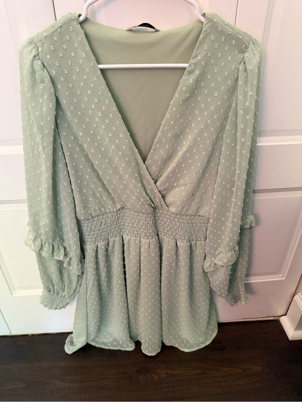 Women’s Stradivarius Dot Wrap Dress in Sage Green